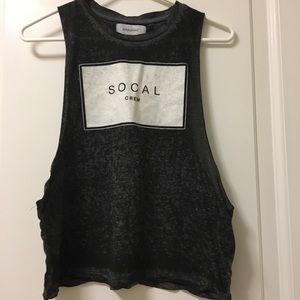 Soulcycle grey muscle tank, raw edge. SOCAL